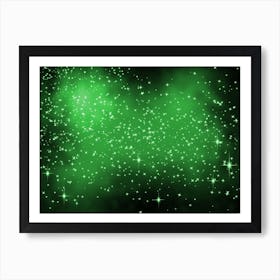 Green Shining Star Background Art Print