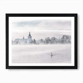 Swan Swimming On The Lake Near Ornate Österreich Art Print