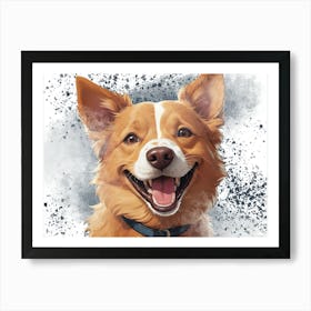 Portrait Of A Dog Smiling Corgi Art Print