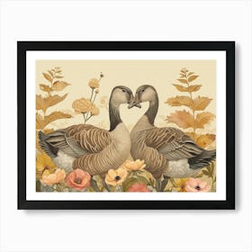 Floral Animal Illustration Goose 1 Art Print