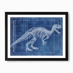 Oviraptor Skeleton Hand Drawn Blueprint 3 Art Print