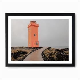 Orange Lighthouse Iceland Art Print