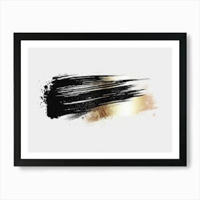 Black And Gold Brush Strokes 30 Art Print