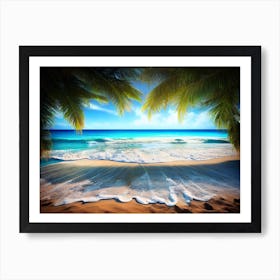 Beach With Palm Trees 3 Art Print