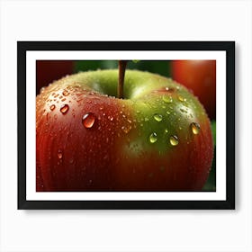 Apple With Water Droplets Art Print