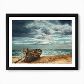 Old boat on the shore Art Print