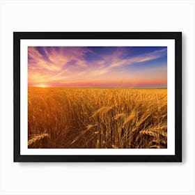 Sunset Over A Wheat Field 11 Art Print