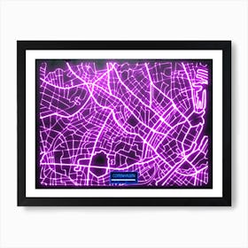 Copenhagen, Denmark - Neon City Map Art Print