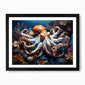 Colorful Octopus in Water Art Print