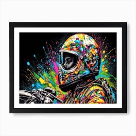 Color Splash Biker - Motorcycle Rider Art Print