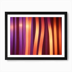 Abstract Background Of Vertical, Glowing Lines In Shades Of Orange And Purple Art Print