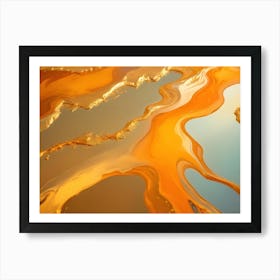 Abstract Image Of A Liquid With A Golden Surface Art Print