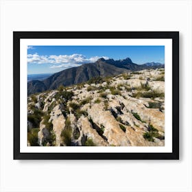 Mountain landscape and eroded limestone Art Print