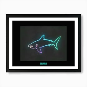 Neon Sign Inspired Shark 6 Poster Art Print