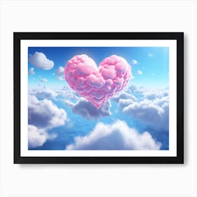 Psychedelic Passions: Heart Clouds Above Lovers, Heart In The Sky, Valentine'S Day or Love concept Art Print
