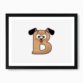 Cute Dog Alphabet Letter B Art Print