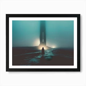 Vast Foggy Desert Monolith | The Art of Solitude Art Print