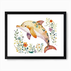 Little Floral Dolphin 1 Art Print