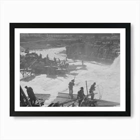 Indians Fishing For Salmon At Celilo Falls, Oregon, At The Present Time Indians Have By Treaty Exclusive Right For Fishin Art Print