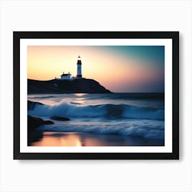 Lighthouse In The Dusk Art Print