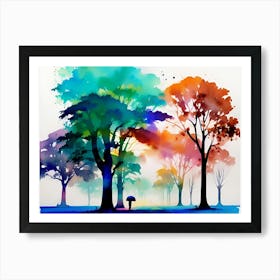 Watercolor Of Trees 9 Art Print