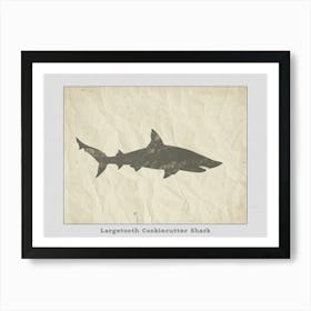 Largetooth Cookiecutter Shark Silhouette 2 Poster Art Print