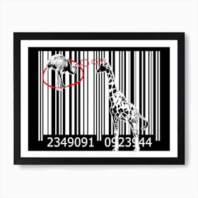 Funny Barcode Animals Art Illustration In Painting Style 028 Art Print