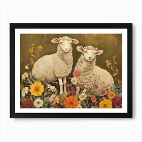 Floral Animal Illustration Sheep 1 Art Print