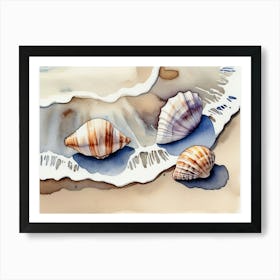 Seashells on the beach, watercolor painting 29 Art Print