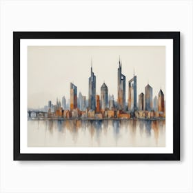 abstract cubist Cityscape of Frankfurt a. Main Art Print