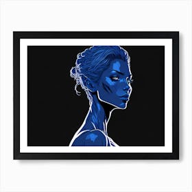 Blue Woman line 2 Art Print