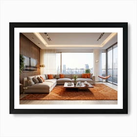 An Elegant Living Room In The Heart Of Autumn Brimming With Fine Furniture A Comfortably Plush Sof (3) 1 Art Print