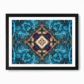 Blue Watercolor Flower Pattern 1 Art Print