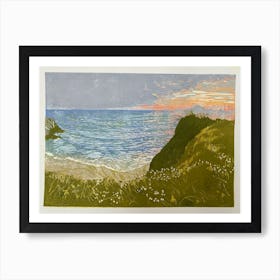 Sunset On The Beach at Newquay, Cornwall Art Print