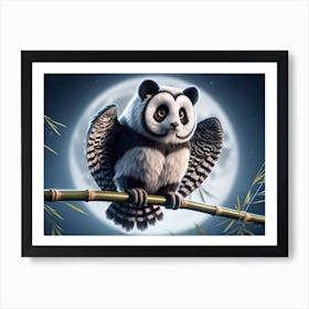 Panda-Owl Fantasy Art Print