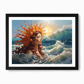 Sun Mermaid In The Ocean Art Print