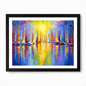 Colorful sailboats Art Print