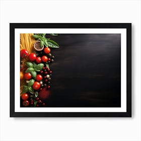 Italian Food On Black Background Art Print