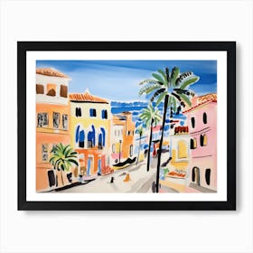 Cagliari Italy Cute Watercolour Illustration 1 Art Print