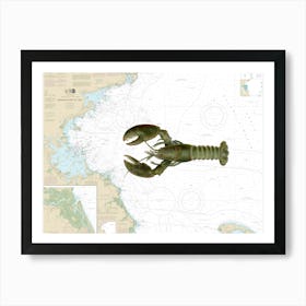 Denton Male American Lobster On Massachusetts Bay Nautical Chart 13267 Art Print