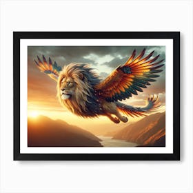 Flying Lion-Bird Fantasy Art Print