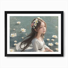 Asian Girl In Water 2 Art Print