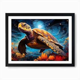 Vibrant Sea Turtle Art Ocean Wildlife Art Print