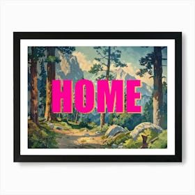 Pink And Gold Home Poster Retro Woods Illustration 2 Art Print