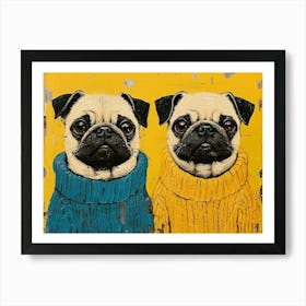 Pugs In Sweaters 6 Art Print