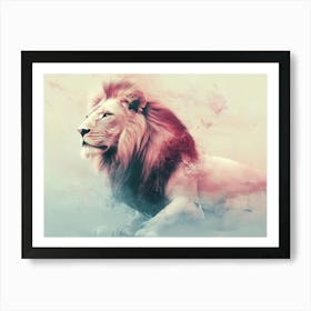 Lion Animal Abstract In Pastel Colors 2 Art Print