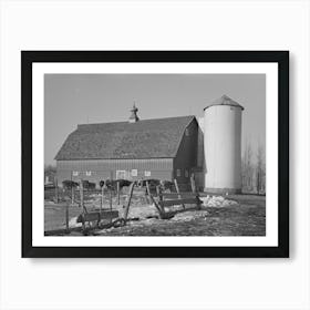 Farmyard, Silo, Barn And Herd Of Cattle On G H West S Farm Near Estherville, Iowa, This Farm Is Owner Operated By Art Print