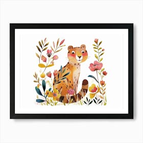 Little Floral Cougar 3 Art Print