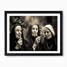 Three Nuns Smoking Art Print