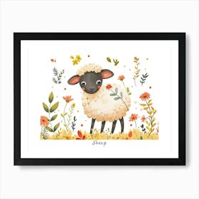 Little Floral Sheep 3 Poster Art Print